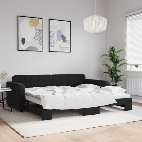Dagbädd utdragbar svart 90x200 cm sammet