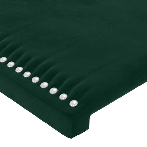 Sänggavel LED mörkgrön 200x5x118/128 cm sammet