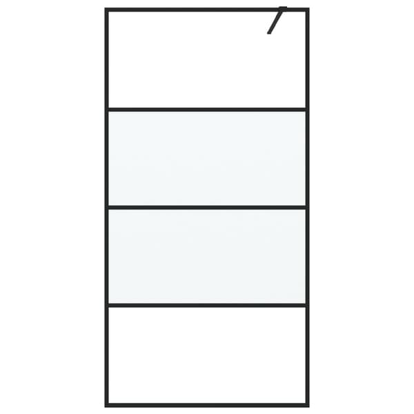 Duschvägg svart 100x195 cm halvfrostat ESG-glas
