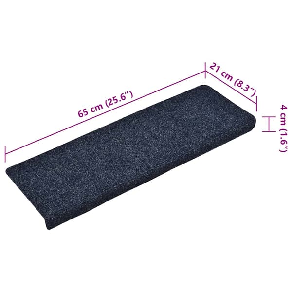 Trappmattor självhäftande 15 st 65x21x4 cm blå rektangulär kant