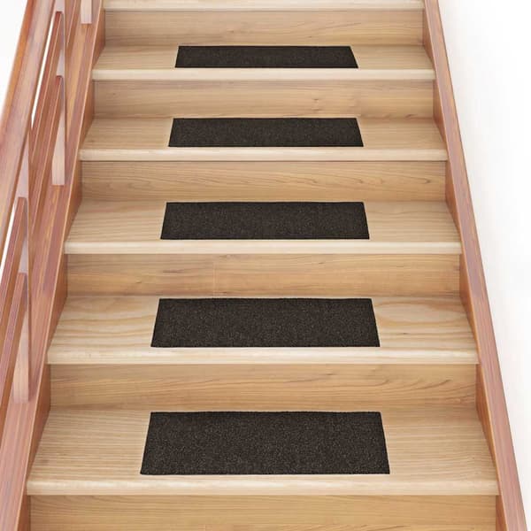 Trappmattor självhäftande 15 st 60x25 cm mörkbruna rektangulära