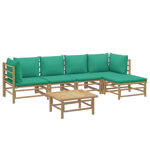 Loungegrupp 6 delar gröna dynor bambu