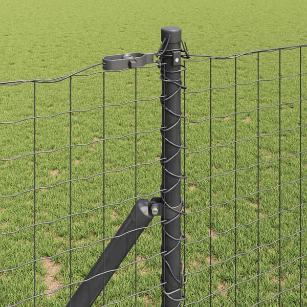 Inbäddad staketpost 7 st Grå Pulverlackerat stål