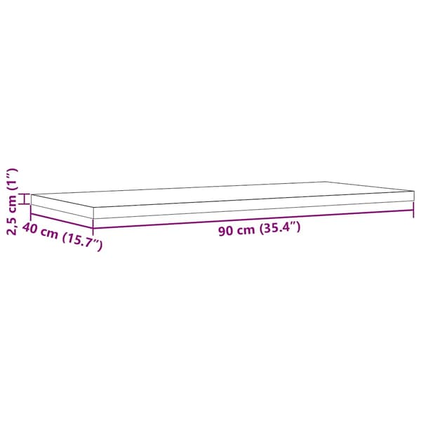Bordsskiva 90x40x2,5 cm rektangulär massiv furu