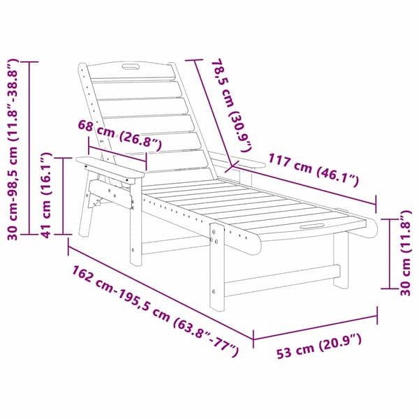 Solstol Vit 195,5 x 53 x 98,5 cm HDPE