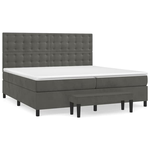 Ramsäng med madrass mörkgrå 200x200 cm sammet