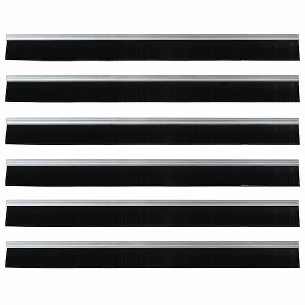 Självhäftande dörrborstlist 6 pcs Silver 100 cm