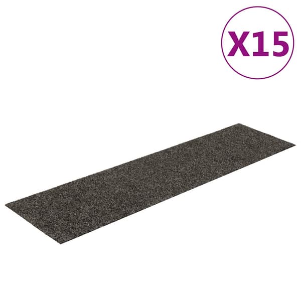 Trappmattor självhäftande 15 st 76x20 cm antracit rektangulära