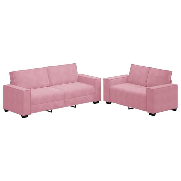 Soffgrupp med dynor 2 delar rosa sammet
