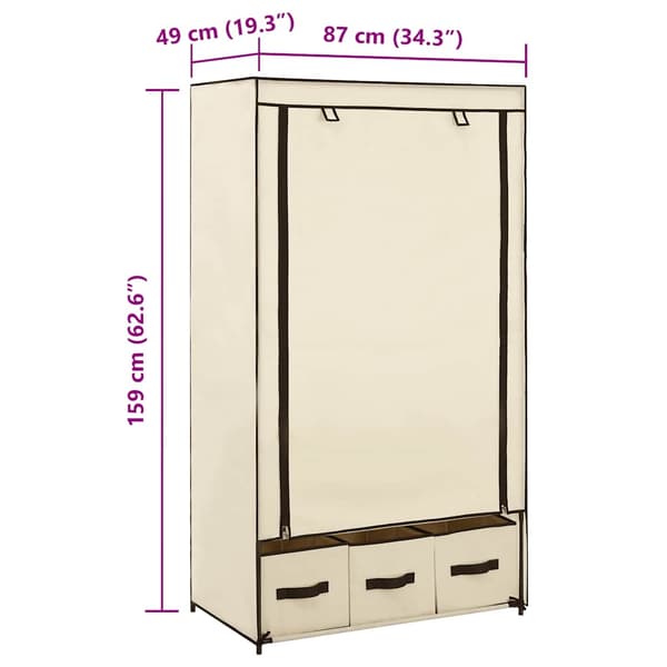 Garderob gräddvit 87x49x159 cm tyg