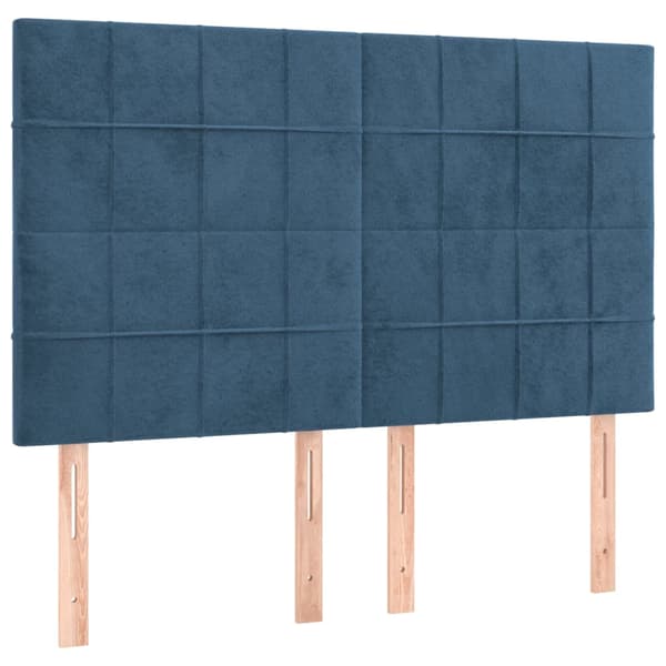 Ramsäng med madrass mörkblå 140x190 cm sammet