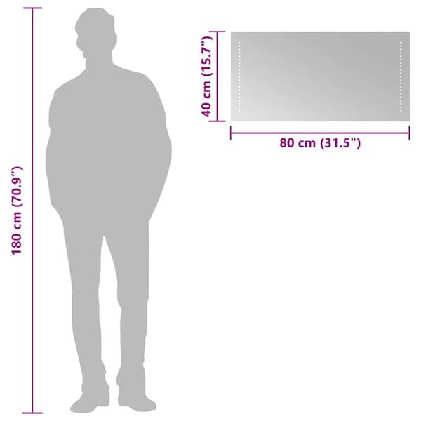 Badrumsspegel LED 80x40 cm
