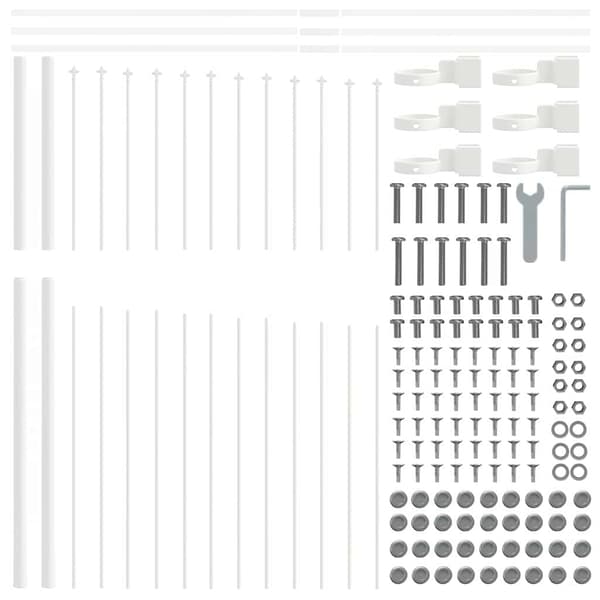 Trädgårdsstängsel 6 pcs Vit 170 x 215 cm Pulverlackerat stål