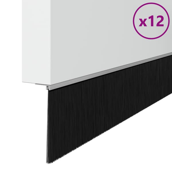 Självhäftande dörrborstlist 12 pcs Silver 100 cm