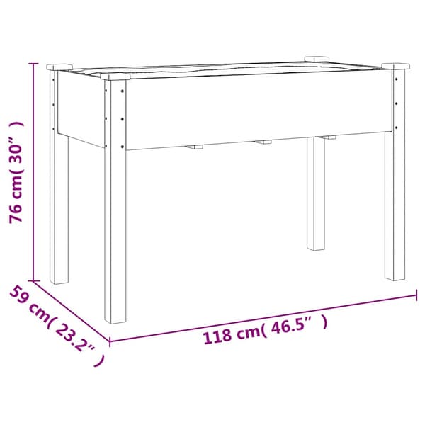 Odlingslåda med foder grå 118x59x76 cm massivt granträ