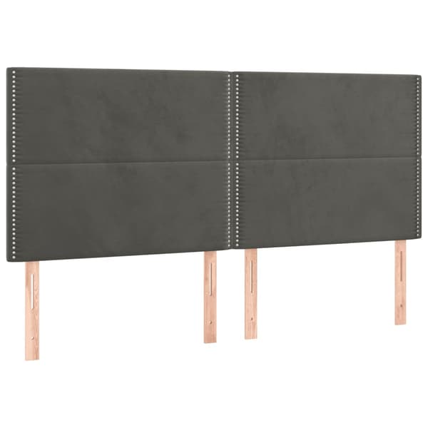 Sänggavel mörkgrå 160x5x118/128 cm sammet