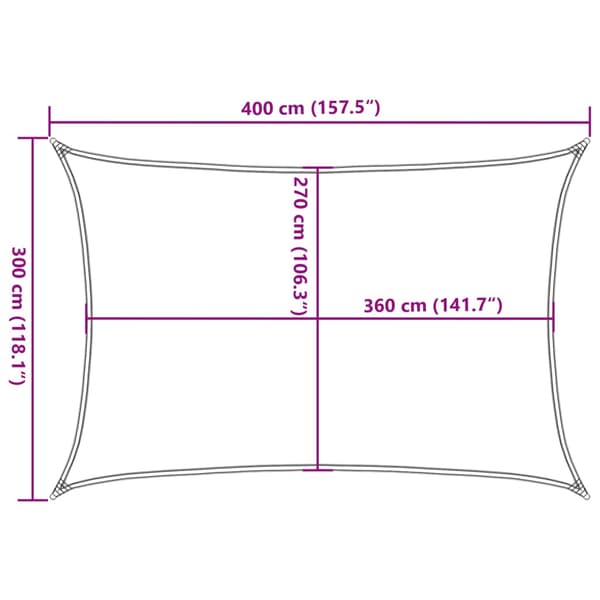Solsegel 160 g/m² rektangulär ljusgrå 3x4 m HDPE