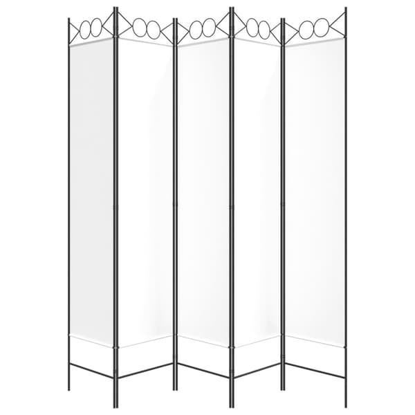 Rumsavdelare 5 paneler vit 200x200 cm tyg