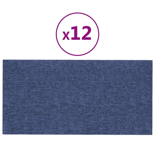 Väggsänggavel 12 pcs Blå 60 x 30 cm tyg