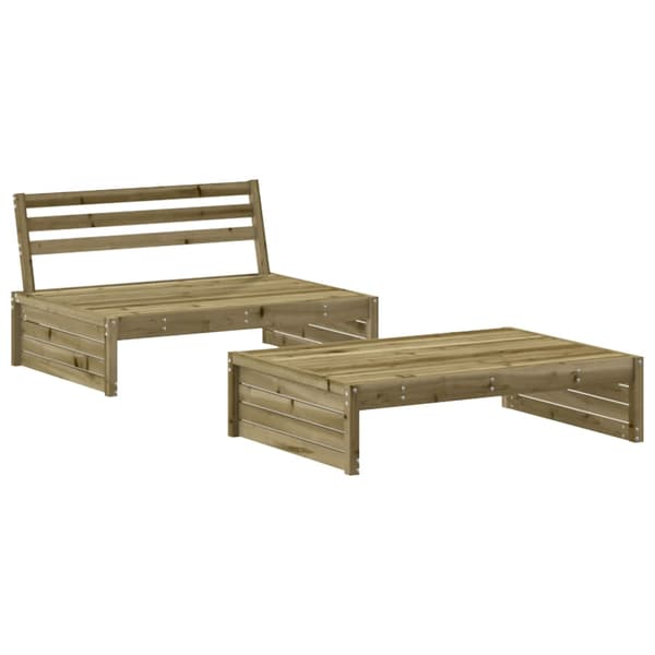 Loungegrupp med dynor 2 delar impregnerad furu