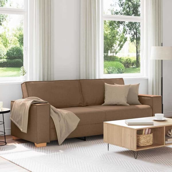 3-sitssoffa brun 180 cm tyg