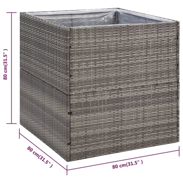 Odlingslåda grå 80x80x80 cm konstrotting