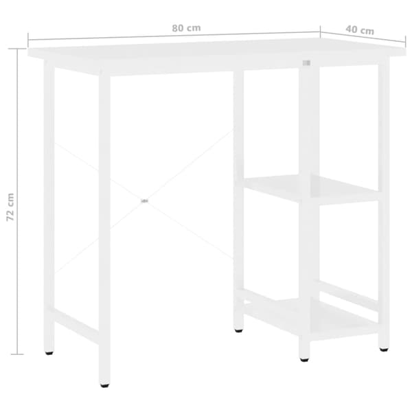 Datorbord vit 80x40x72 cm MDF och metall