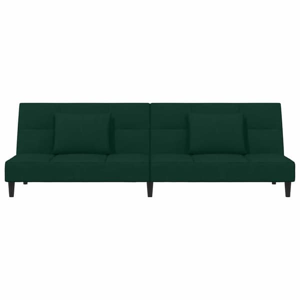 Bäddsoffa 2-sits med två kuddar mörkgrön sammet
