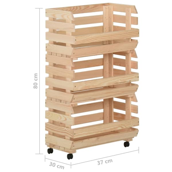 Grönsaksvagn 37x30x80 cm massiv furu