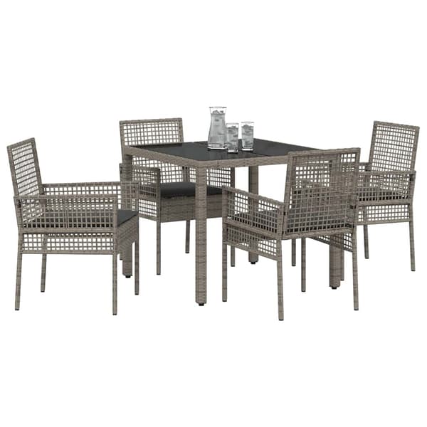Trädgårdsmöbelset 5 pcs Grå konstrotting