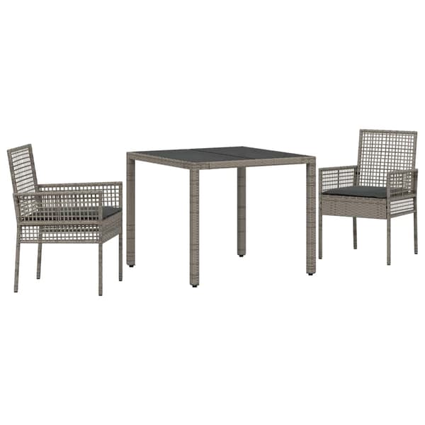 Trädgårdsmöbelset 3 pcs Grå konstrotting
