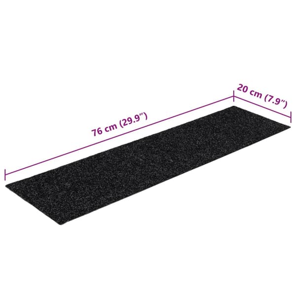 Trappmattor självhäftande 15 st 76x20 cm svarta rektangulära