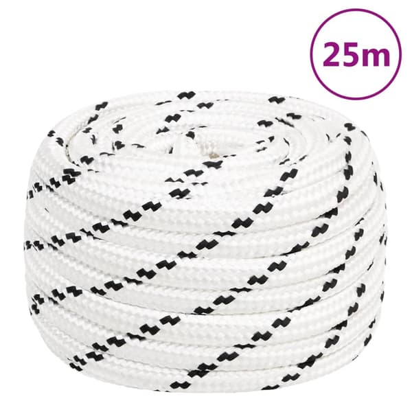 Båtlina flätad vit 18 mm x 25 m polyester