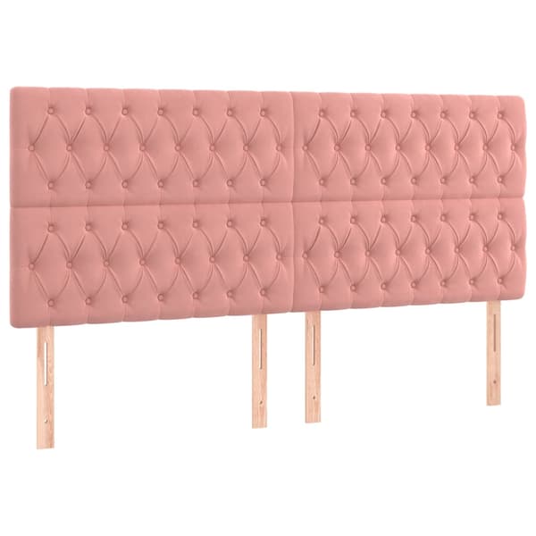 Sänggavel rosa 200x7x118/128 cm sammet