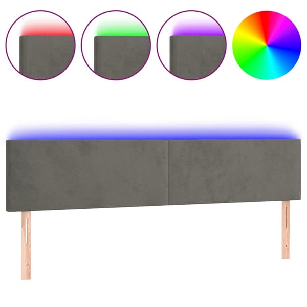 Sänggavel LED mörkgrå 160x5x78/88 cm sammet