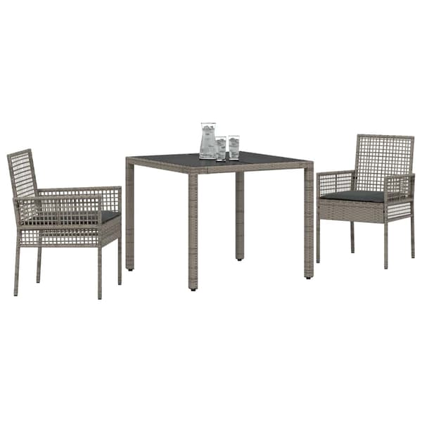 Trädgårdsmöbelset 3 pcs Grå konstrotting