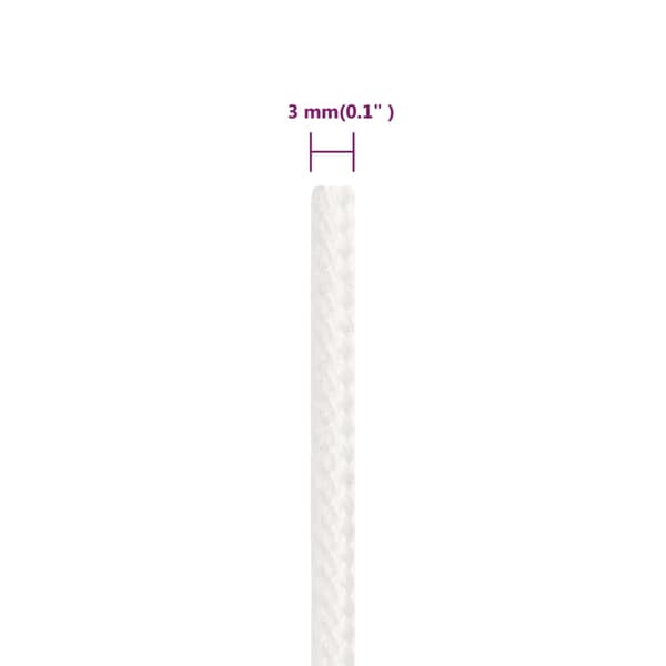 Båtlina helvit 3 mm 25 m polypropylen