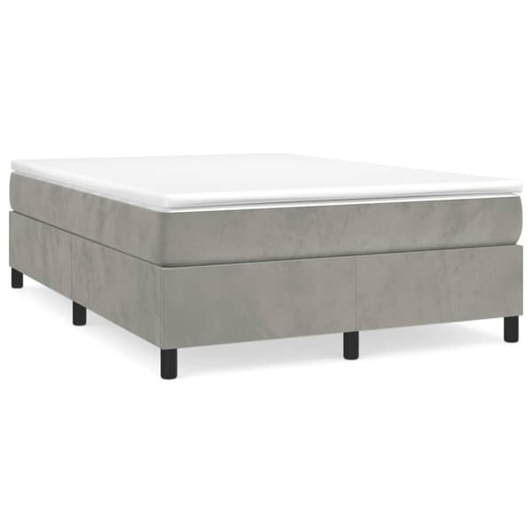 Ramsäng med madrass ljusgrå 140x190 cm sammet