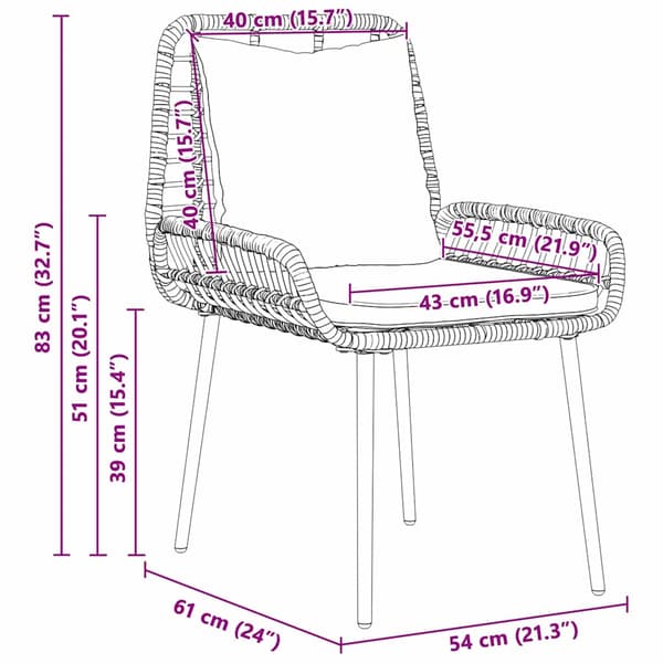 Trädgårdsmöbelset 3 pcs Brun och Kräm konstrotting