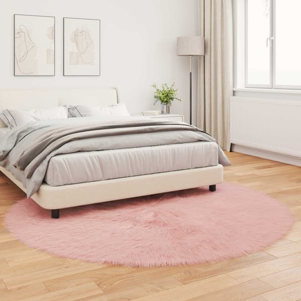 Fuskfäll matta TAFALLA Rosa Ø 160 cm Polyester