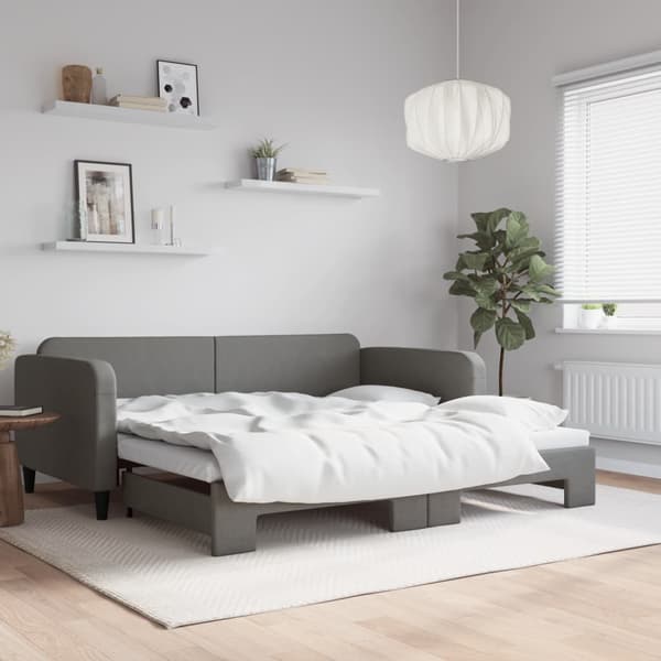 Dagbädd utdragbar mörkgrå 100x200 cm tyg