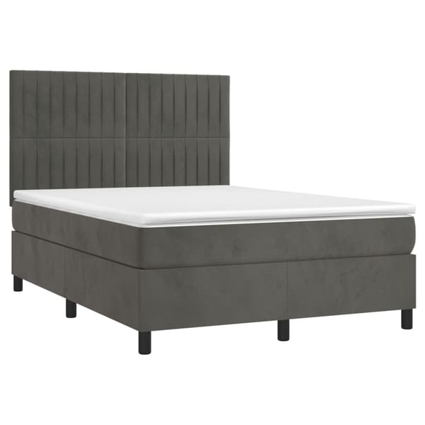 Ramsäng med madrass mörkgrå 140x190 cm sammet