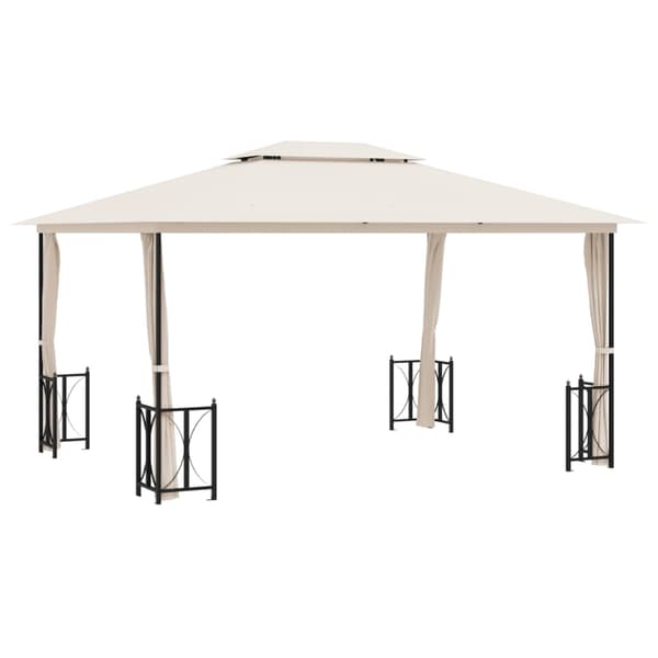 Paviljong med draperier och dubbelt tak 3x4 m gräddvit