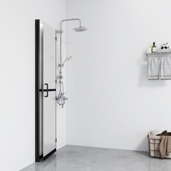 Vikbar duschvägg med frostat ESG-glas 90x190 cm