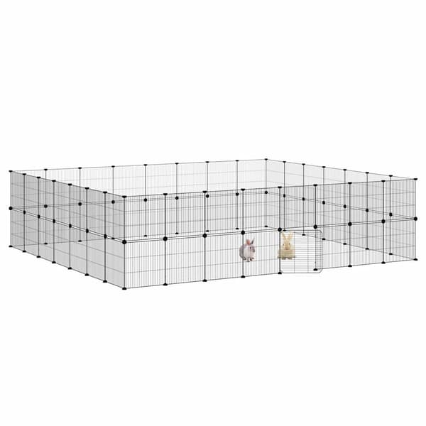 Hundgård svart 60 paneler 35x35 cm stål