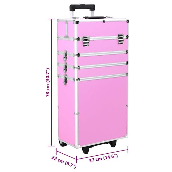 Sminklåda aluminium rosa