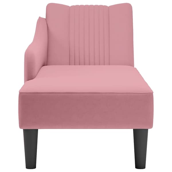 Schäslong med höger armstöd rosa sammet