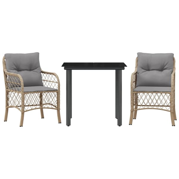Bistrogrupp med dynor 3 delar mixbeige konstrotting
