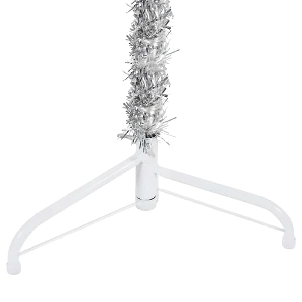 Smal halv plastgran med stativ silver 180 cm