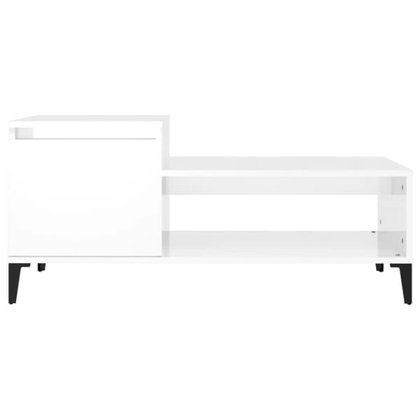 Soffbord vit högglans 100x50x45 cm konstruerat trä